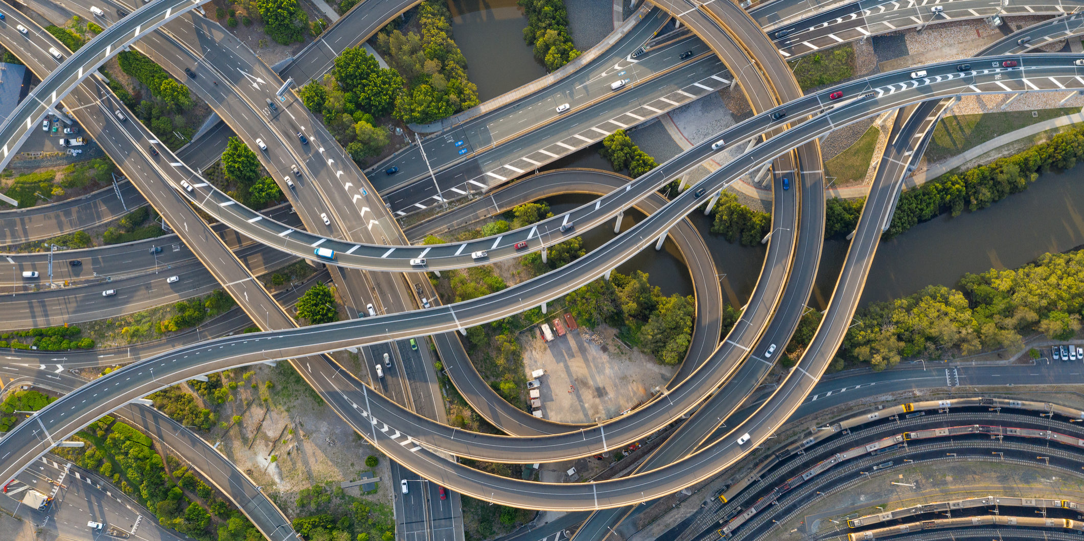 Highway Junction Intersection and Railroad Tracks, Brisbane, Australia